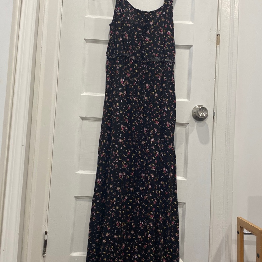 Wild Fable Black Floral MIDI Dress